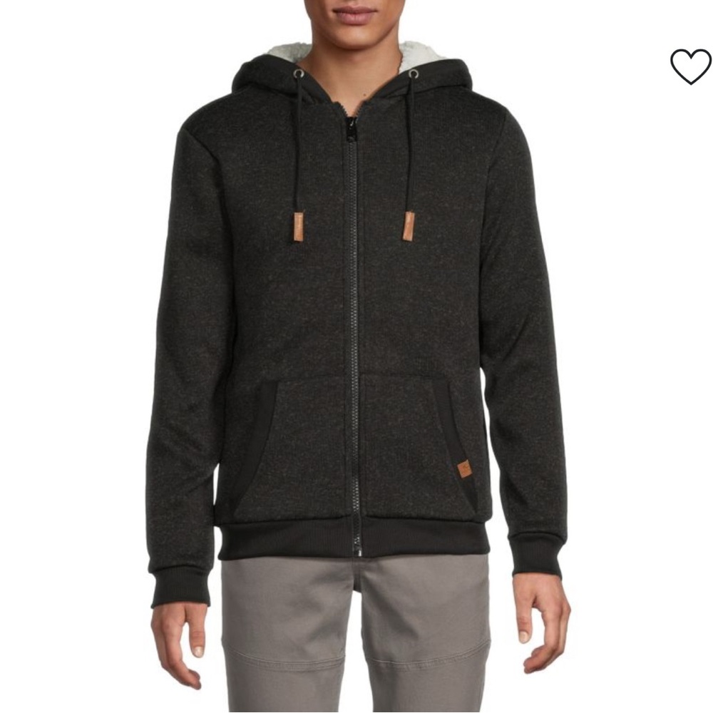 Buffalo David Bitton Fourtina faux fur linen zip up hoodie SZ:L
